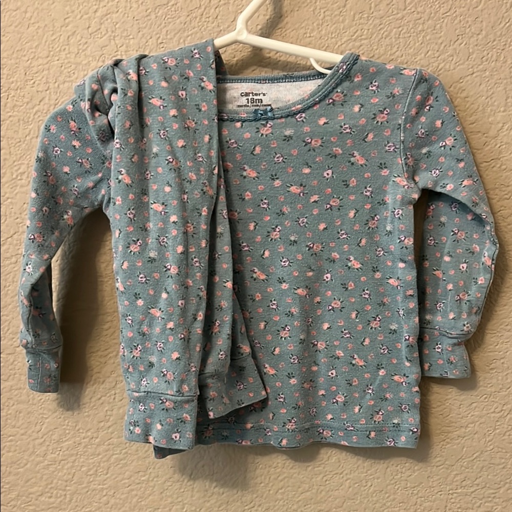 Blue floral pajamas 18m